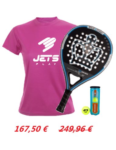 Pack Pala Black Crown Piton 12 Silver 2024 + Camiseta JetsPlay + Bote de bolas JetsPlay Pro