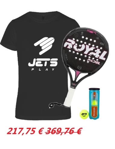 Pack Pala Royal Padel M27 Light 2024 + Camiseta JetsPlay + Bote de bolas JetsPlay Pro