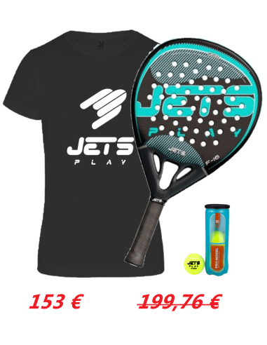 Pack Pala JetsPlay F16 + Camiseta JetsPlay + Bote de bolas JetsPlay PRO